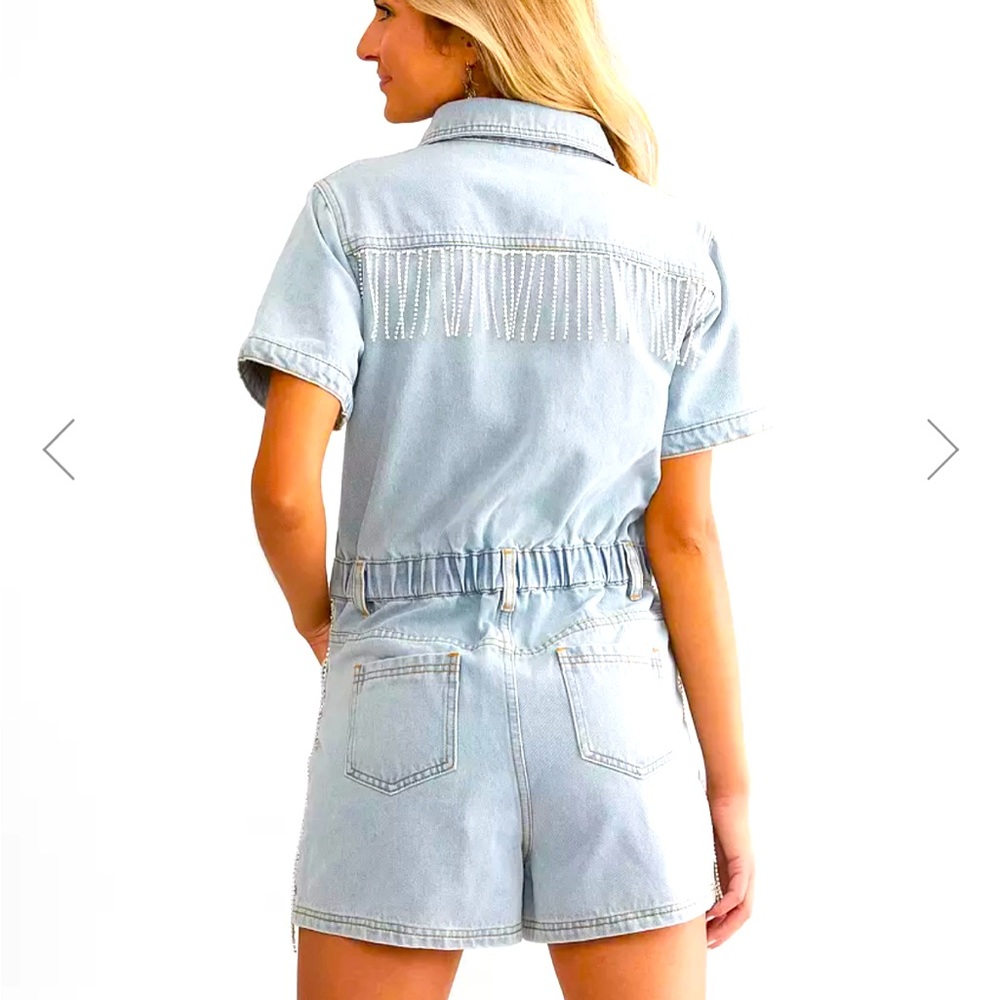 Rhinestone Denim Romper✨